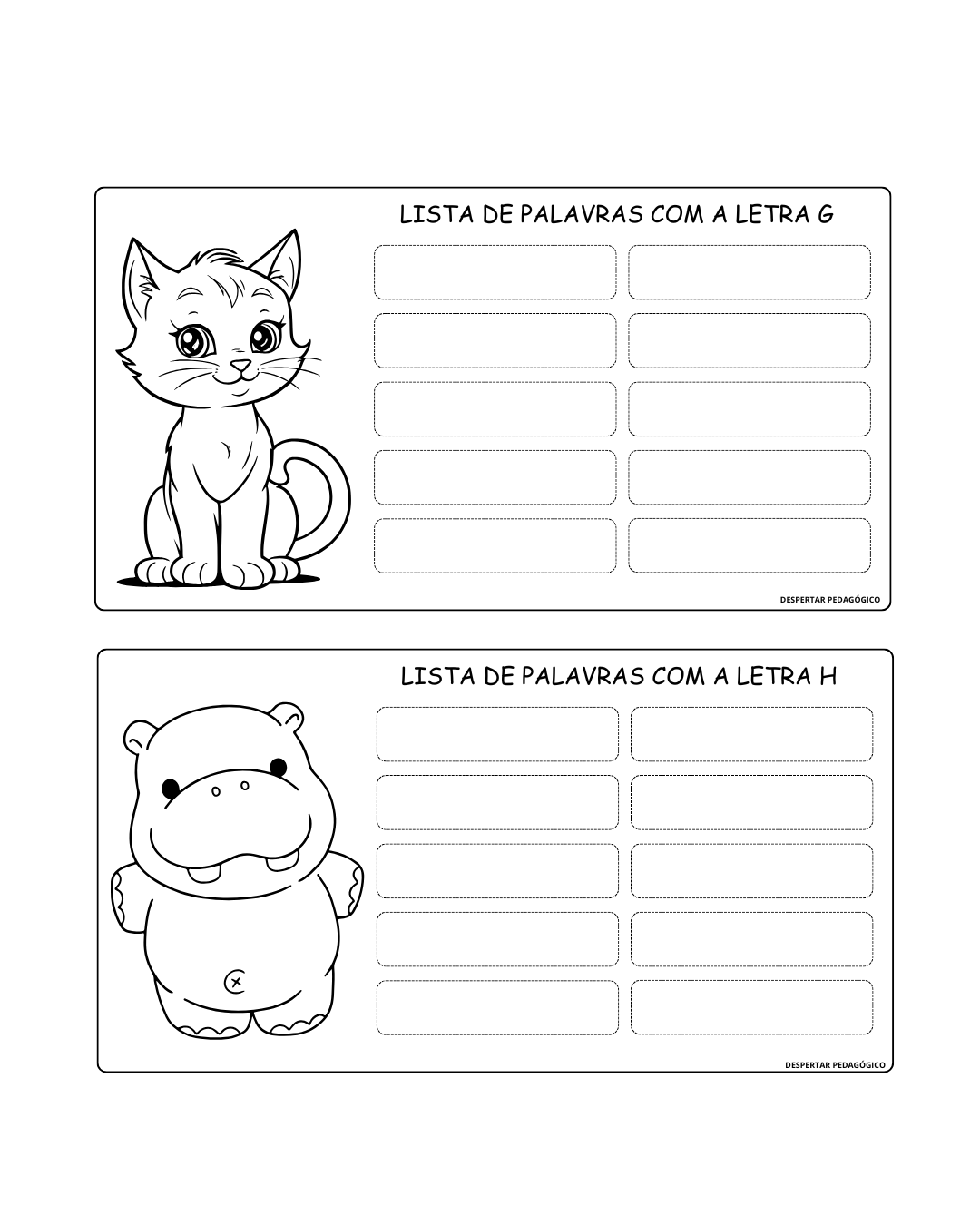 ATIVIDADE LISTA DE PALAVRAS (ALFABETO)