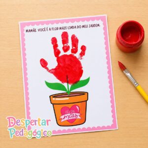 Cartão mãozinha flor (dia das mães)