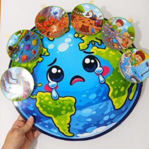 Planeta feliz / planeta triste - material interativo meio ambiente